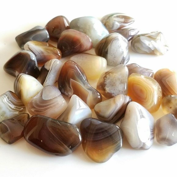 1 lb Tumbled Gray Botswana Agate Gemstone Crystals 150-165 Stones Rock Specimens - Picture 6 of 6